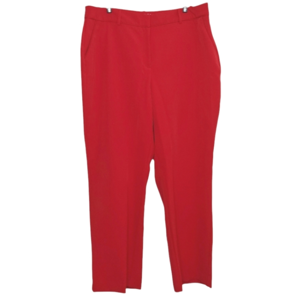 Elle Women's Wide Leg Plus Size Bright  Red Casual Work Slacks Pants Size 16